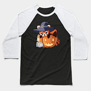 Red Panda on a Pumpkin Baseball T-Shirt